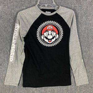 Super Mario T-Shirt Boys XL Long Sleeve Cotton Blend Graphic Print